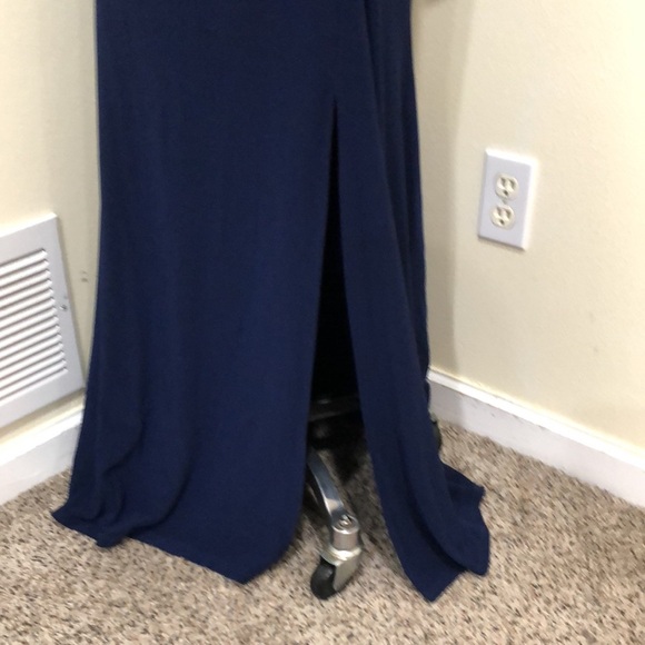 NWT Alex Evenings Formal Maxi Dress Size 6 Navy Blue Knotted Embroidered Gown - Picture 6 of 15